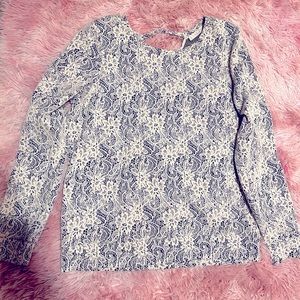 Women’s long sleeve black and white lace blouse